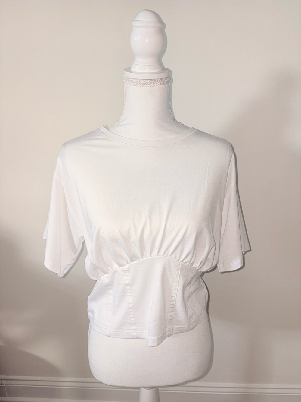 LOFT White Short-Sleeve Cinched-Waist Tee